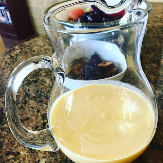 Clafoutis mixture in a jug